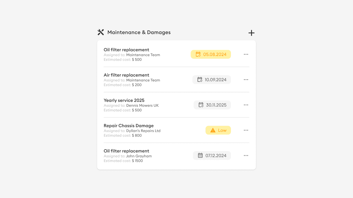 Service history interface