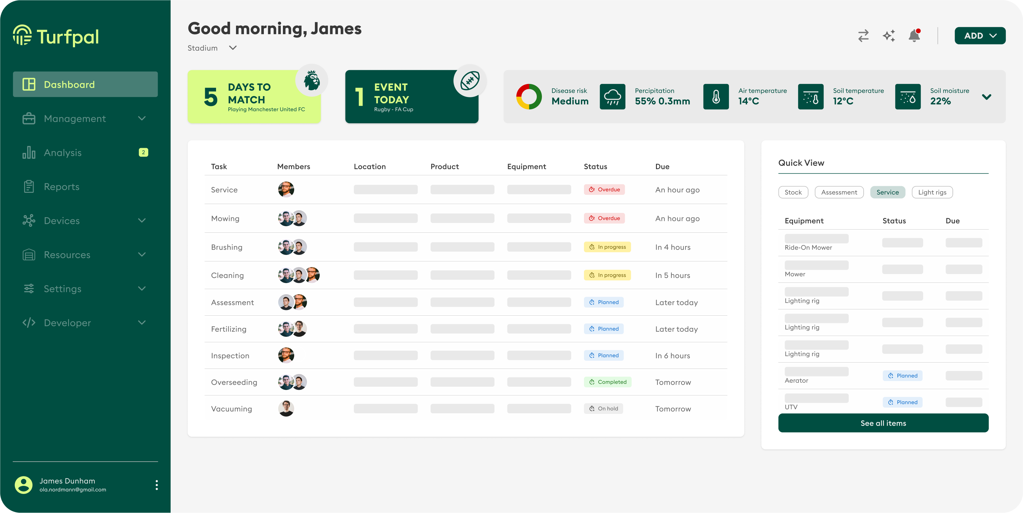 Turfpal interface preview